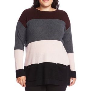 Vince Camuto Plus Size Colorblock Pocket Sweater Size 2X